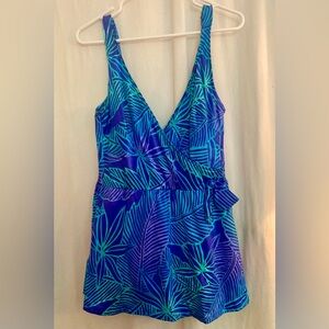 Maxine of Hollywood Tropical Print One Piece Bathing Suit Size 38/18W